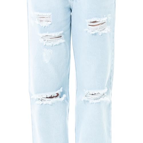 Nauty Blue Girls Jeans High Rise Ripped Boyfriend Jean - Teen Jeans For Casual Occasions For Girls 10-12 Years (Small) Light Blue #TOP6