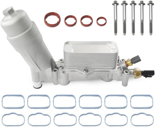 926-959 Upgrade Aluminum Engine Oil Filter Housing Oil Cooler Kit for 2017-2018 Jeep Wrangler Grand Cherokee Dodge Challenger Charger Journey Caravan Durango Chrysler 200 300 Ram ProMaster 3.6 926-876