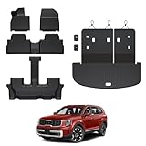 GALVAGNITE Floor Mats for Kia Telluride 2020-2025 7&8 Seats Cargo Mat with Backrest Mat, All Weather TPE Cargo Liner Trunk Mat Backrest Mat for 2025 Kia Telluride Accessories