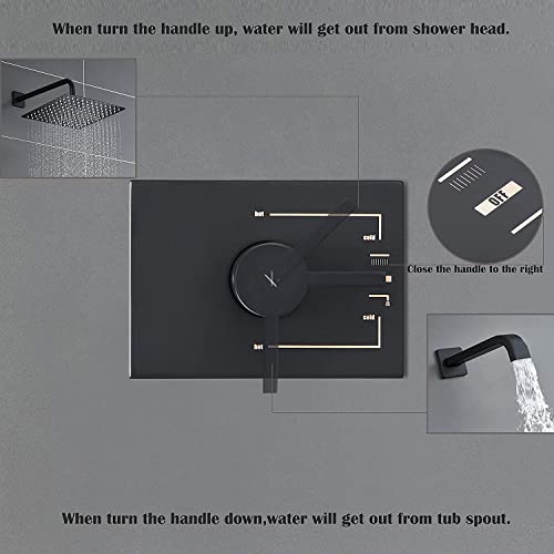 Sooohot Shower Fixtures, Black Shower Faucet Set With 12 Inch Matte Black Shower Head And Tub Spout, Black Shower Head And Handle Set (Valve Included) #TOP2