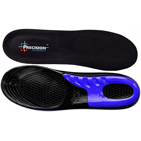 Precision Orthomedics ® - WORK BOOTS ORTHOTIC FOOT COMFORT ARCH HEEL SUPPORT SHOE INSERTS MASSAGING SPORTS GEL INSOLES FOR HIKING RUNNING TRAINERS - MEN WOMEN UNISEX (Men 8-12 (Pair)) Cover