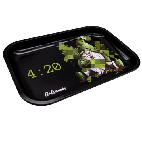 Large Rolling Tray With Harvest Gnome, Metal Rolling Trays Sleek Surface, Ideal Accessories For Travel Storage Gnome Lovers Gifts - 11'' X 7'', Black #TOP2