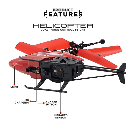 Image of Exceed Helicopter Remote Control and Hand Sensor Charging Helicopter Toys with 3D Light Toys for Boys Kids (Red)