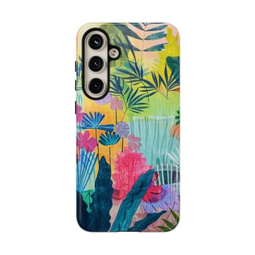 Coque Samsung S24 Plus jardin tropical rigide brillante colorée