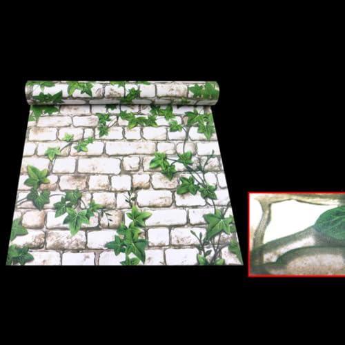 Papier peint PVC vert effet brique revêtement mural adhésif - 3