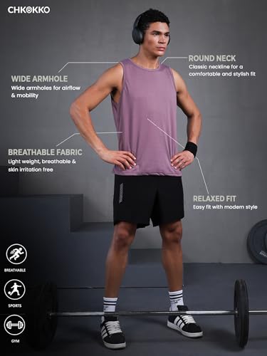 Image of CHKOKKO Sleeveless T Shirts Gym Vest for Men Workout Solid Premium Cotton Blend Tank Top for Man Running Vest Sando Gym Wear Lightweight Breathable Casual Summer Wear Boys