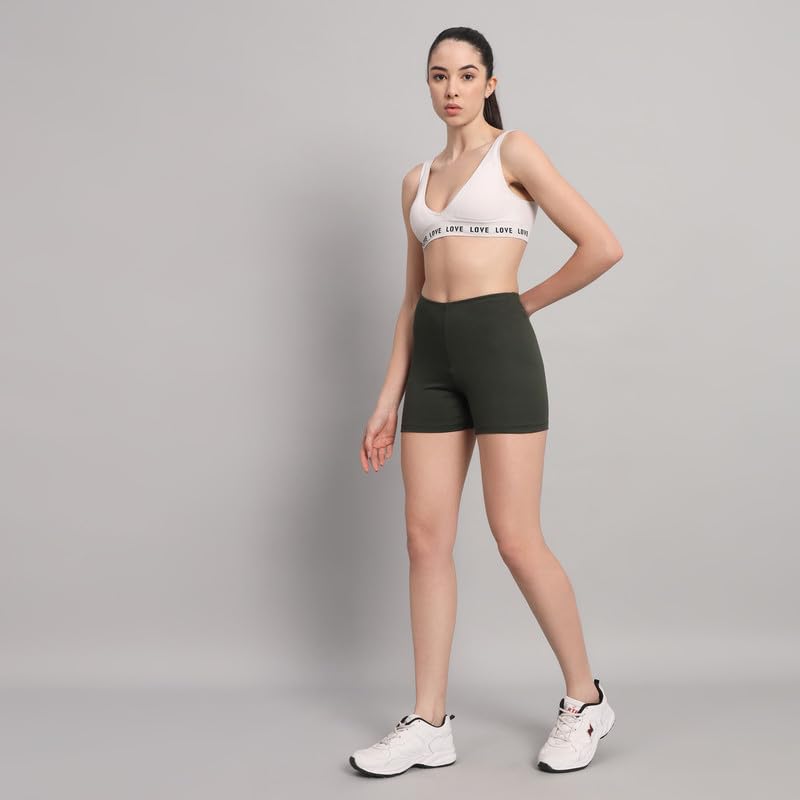 Image of Women's Workout Yoga Athletic Running Dance Gym Shorts High Waist Cheerleader Volleyball Short Pants Green
