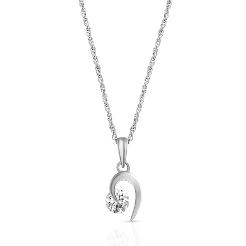 Svan Jewellery 925 Sterling Silver Zircon Cresent Pendant with Link Chain| Necklace to Girls and Women | BIS Hallmarked | 6 Month Warranty