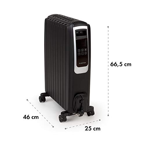 Klarstein Thermaxx Noir oil heater, power 2500 W, 3 degrees, temperature range: 10-30°C, 24-hour on/off timer, Double U-Shape heating pipe, MX-TthermalFin pattern with 10 heating ribs, black thumbnail 8