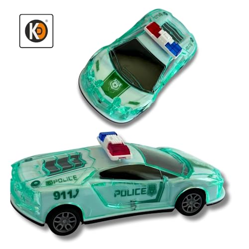 Image of K D Police Car Toy for Kids | 3D Lights, Music & Police Siren | Battery Operated | Friction Powered Push & Go Toy Car | Durable Plastic | Age 3+ Green Pack of 1