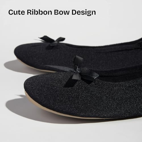 EverFoams Women's Satin Memory Foam Ballerina Slippers Cute House Shoes with Indoor Rubber Sole3