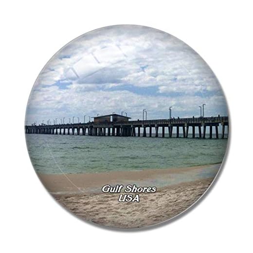 USA America Gulf Shores Fishing Pier 3D Fridge Refrigerator Magnet Whiteboard Magnet Souvenir Crystal Glass