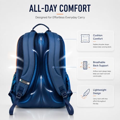 Image of Vega 21L School Bag for Boys & Girls | Waterproof & Lightweight Backpack | 2 Compartments, Dual Bottle Pockets | Comfortable for School & Tuition | 3 Years Warranty