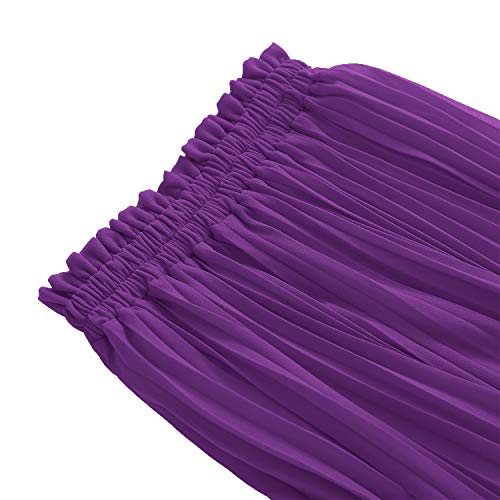 Image of GOOBGS Women's Pleated A-Line High Waist Flowy Midi Skirt
