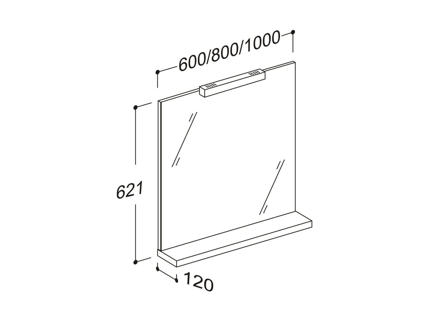 Sieper Badezimmerspiegel Girona mit Beleuchtung & Ablage, kaltweiß, Wandspiegel, energiesparend 60cm