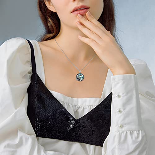 Meiderbo Lotus Flower Necklace Moon Phase 925 Sterling Silver Abalone Shell Moon Phase Pendant Lotus Flower Jewelry Gifts For Women Girls #TOP4