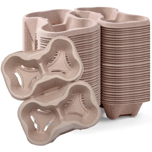 Tearable 4 to 2 Cup Drink Carrier - Biodegradable Convertible Cup Holder for Hot/Cold Beverages (8oz-32oz) - Pulp Fiber to Go for Restaurants, Takeout/Delivery (100 Pack)