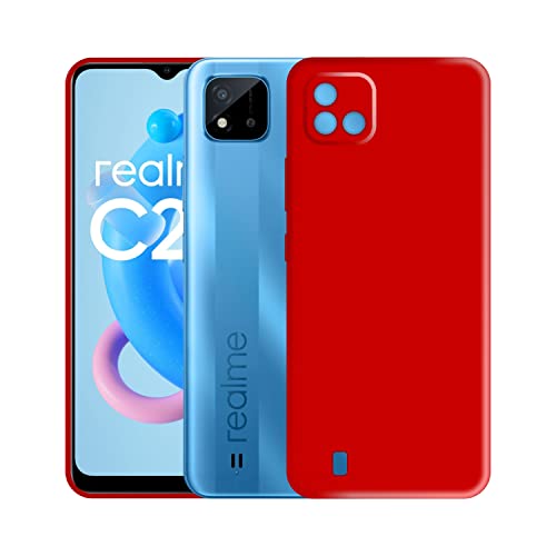 Image of Case Creation Liquid TPU Silicone Cover for Realme C20 Soft Case,Anti-Dirty Slim Case Frosted Matte Cute Candy TPU Raised Bezel (Splash of Color) Back Case Cover for Realme C20 - Glamour Red