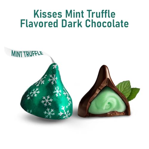 Kisses Mint Truffle Candies Special Indulgence Confection - Festive Green Foil Individually Wrapped Mint Chocolate Truffles for Wedding, Easter, Movies, and Holiday Craving, 68oz