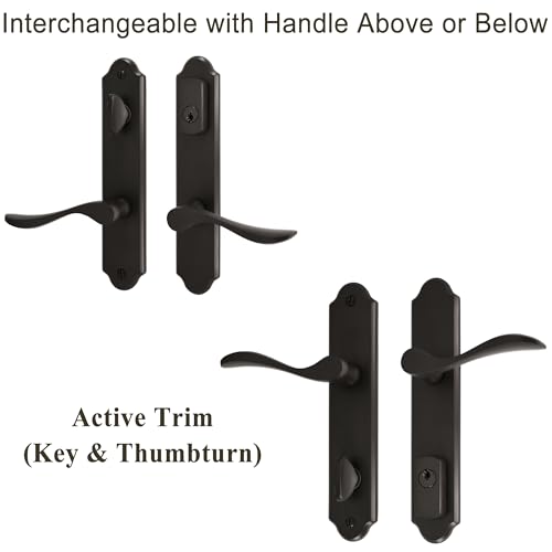 10" Arch Keyed MPL Hinged Patio Door Active Handleset Trim Compatible with Ashland, Marvin, Milgard & Jeld-Wen French Doors, 3-5/8" Handle PZ, 7-1/4" H.C., Non-Handed, Matte Black by N8LokNLok - Image 4