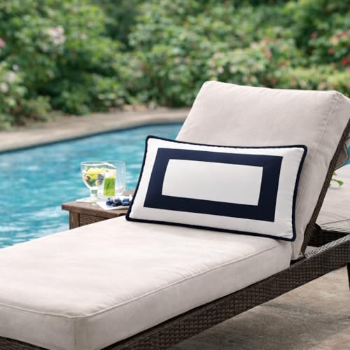Image of ARLinen Luxury Hotel Collection Sleeping Pillow | White Pillow with Elegant Navy Frame Design | Soft, Breathable & Supportive Bed Pillow