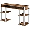 Convenience Concepts Designs2Go No Tools Desk Home Office Desk with Shelves, Corner Shelf Vanity Desk Computer Desk Nail Table for Nail Tech - 47.25 L x 15.75 W x 30 H, Barnwood