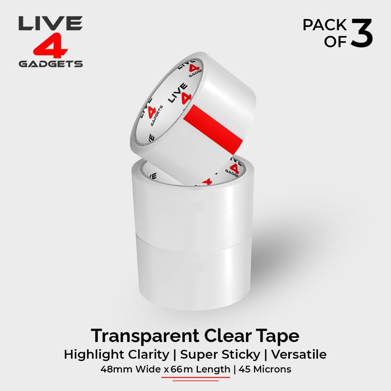 live4gadgets Strong Heavy Duty Cellotape Roll Pack Clear Packaging Tape | Secure Sticky Sealing Tape for cardboard boxes for moving, Parcel Boxes, Large Postal Bags for long term storage | 48MM x 66M - Image 2