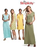 Simplicity Schnitmuster 7054.A,Jersey Kleid [Damen, Gr.32 50] zum selber nähen, ideal für Anfänger [L1]