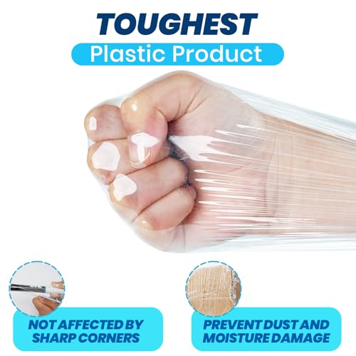 Image of Adhes Recyclable Stretch Wrap Film with Handle, 15 Inch x 1000 Feet, Heavy Duty Plastic Pallet Wrap for Furniture Moving, Luggage Packing, Pallet Wrap, Eco-Friendly, Tear Resistant