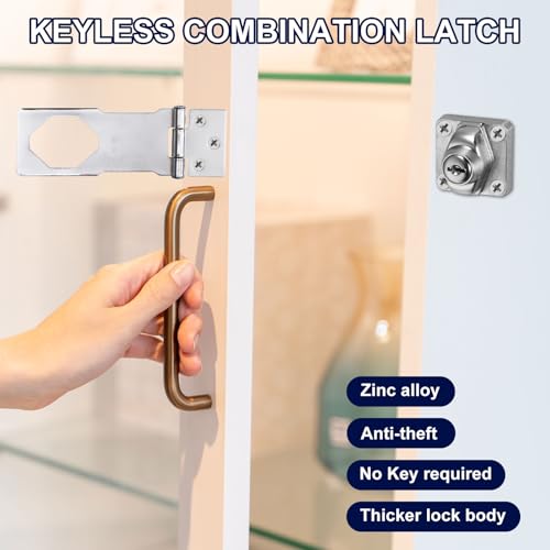 Image of PATIKIL Keyed Hasp Locks, 2 Pack 4 Inch Twist Knob Locking Hasp Zinc Alloy Safety Hasp Latches with Keys Keyed Alike for Cabinet Small Door, Bronze