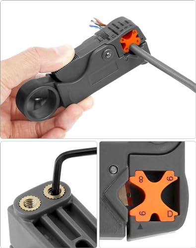 Miniatura 3 de Qwork 22 Piezas Juego De Herramientas De Prensado De Cable Coaxial Con Pelacables Y 20 X Conector F Para Cable Rg6 Y Tv Por Cable