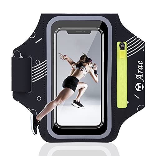 Arae Running Armband Universal Cell Phone Holder for iPhone 13 Pro Max/12 Pro/11 Pro Max/11/XR/XS/X/8, Galaxy S20 FE S21 Up 6.5 inch Water Resistant Sports Phone Holder with Adjustable Strap
