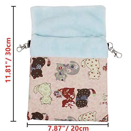 Image of Litewoo Sugar Glider Sleeping Pouch Bag Hanging Nest for Small Pet, L, Pink | High-density canvas exterior, soft wool interior, machine washable bag for small animals /squirrels /marmosets /rats /hamsters