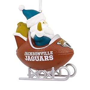 Hallmark NFL Jacksonville Jaguars Santa Football Sled Christmas Ornament, Multicolor (0001OSL2158)