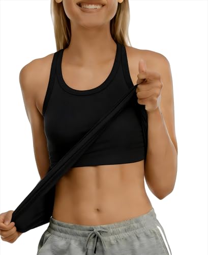 Slim Fit Tank Top for Women with Built in Bra | Fixed Non-Slip Pads Light Support Sports Bras Soft...