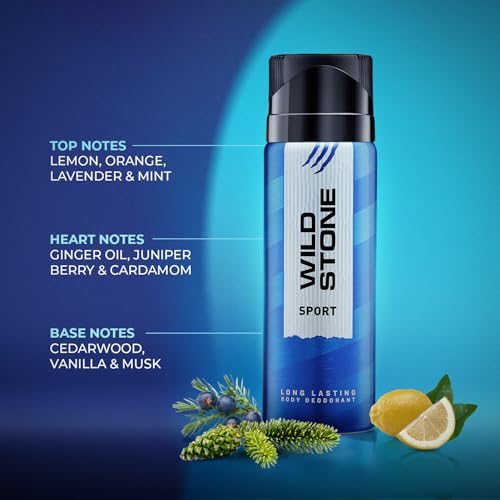 Image of Wild Stone Sport Deodorant for Men, Pack of 2 (200ml Each) | Best Gym Deodorant | Perfect for Active Lifestyle | Everyday Body Spray for Men