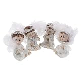 ANDRESLAD Figuras de Ángel Querubín Musicales de Resina Mini Ángeles con Alas Invisibles Decoración de 4 Piezas para Hogar y Fiestas Adornos Pequeños de Banda Sonora