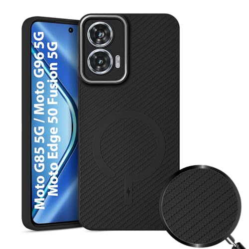 Image of LIRAMARK Rugged Carbon Fibre TPU Armor Silicone Back Cover Case for Moto G85 5G / Moto G96 5G / Moto Edge 50 Fusion 5G