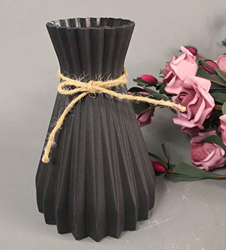 Vase plastique rotin noir pour fleurs et decoration de table de salon moderne