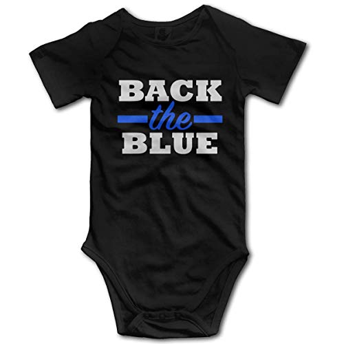 Image of Pengshiliu Back The Blue Police Officer Infant Climbing Short Sleeve Onesie,Black,0-6 Months