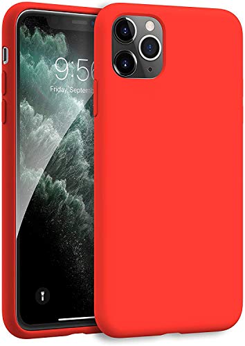 MXX iPhone 11 Pro Max Case, Soft Liquid Silicone Gel Rubber Bumper Cover Anti-Scratch Microfiber Lining Hard Shell, Drop Shockproof Full-Body Protective Compatible with iPhone 11 Pro Max 6.5 inch(Red)