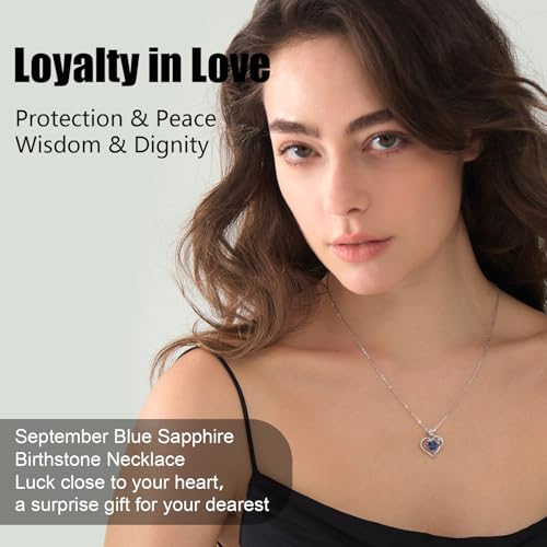 Image of Heart Birthstone Necklace for Women I Love You