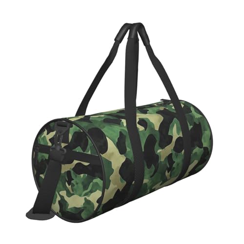 Camouflage Green Printed Sports Gym Bag for Men Women Foldable Duffel Bag Carry On Weekender Bag for Travel Sports3