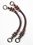 Vlonfine® 1 Pair Wood Beaded Purse Handle Bag Replacement Strap U Shape (Brown)