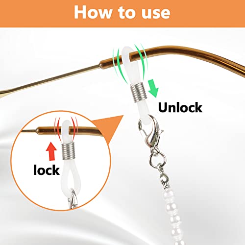 Halunhl 6Pcs Eyeglasses Chains For Women,Womens Beads Eyeglass Necklace，Eyeglass Chains，Pearl Eyeglass Chains #TOP6