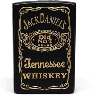 GENZ Premium Metal Windproof Jack Daniels Black Metallic Design Cigarette Lighter
