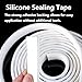 Purzen 5m Self Adhesive Silicone Sealing Tape for Home, Automotive, Industrial Use, Waterproof Door and Window Gap Seal,3mm*4mm