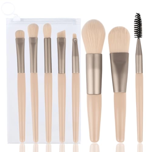 NOPKESV 8PCS Set de Brochas para Corrector Contorno Angewinkelte Brochas Sintéticas para Ojeras para Mezclar y Fijar Regalo de Carnaval Día de San Valentín