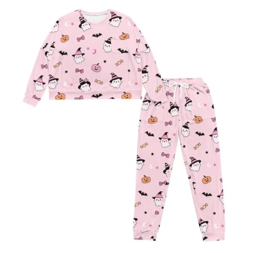 Image of Women's Pajamas Set Soft 2 Piece Loungewear Long Sleeve Pj Set | Matching Sleepwear, Crew Neck Top, Drawstring Jogger Pants with Pockets, Fall Pajama for Home, Sleep, Casual Wear, Plus Size