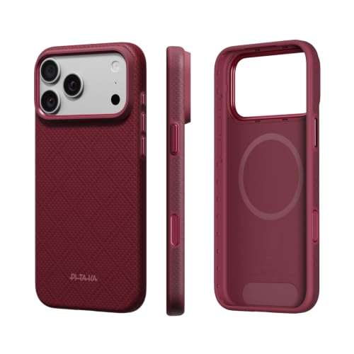 Image of pitaka for iPhone Pro Case 6.3 inch Refined Protection, Premium, Burgundy